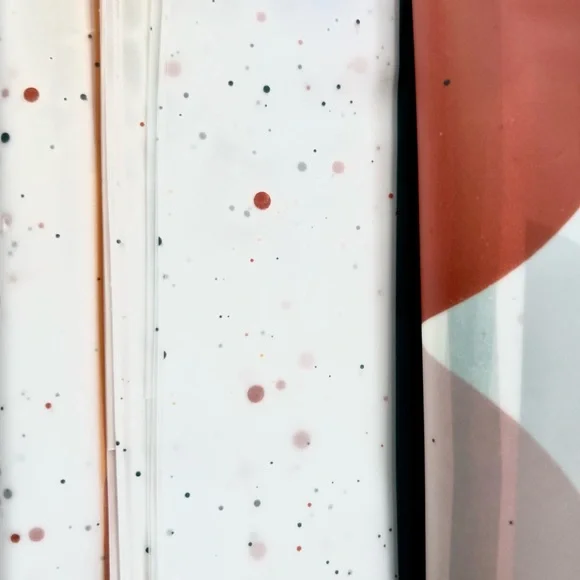 Serenity Splash Geometric Peva Shower Curtain Golden Yellow Blue Rust Red Spa - Picture 7 of 8